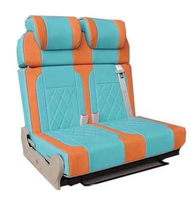 PU革改造型RVバン シート ブルーオレンジ キャンピングカー ダブルシート